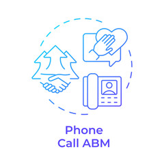 Phone call abm blue gradient concept icon. Advertisement strategy, personalization. Round shape line illustration. Abstract idea. Graphic design. Easy to use in infographic, presentation