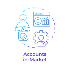 Accounts in-market blue gradient concept icon. Statistical metrics, marketing management. Round shape line illustration. Abstract idea. Graphic design. Easy to use in infographic, presentation