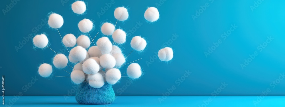 Poster cotton balls grouped in a basic design to symbolize purity and simplicity
