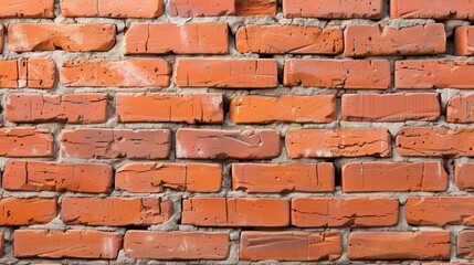 Obraz premium Faded Red Brick Wall, a textured backdrop showcasing the beauty of aged bricks, revealing intricate bonds that reflect classic charm and enduring strength in every detail.