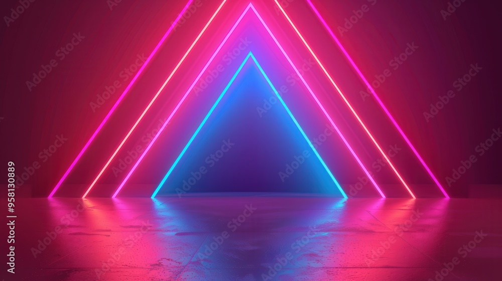 Canvas Prints neon geometric fusion, an abstract futuristic backdrop featuring vibrant geometric shapes and dynami