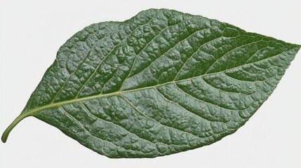 Obraz premium A pawpaw leaf, large and oblong with a smooth texture, turning from green to yellow