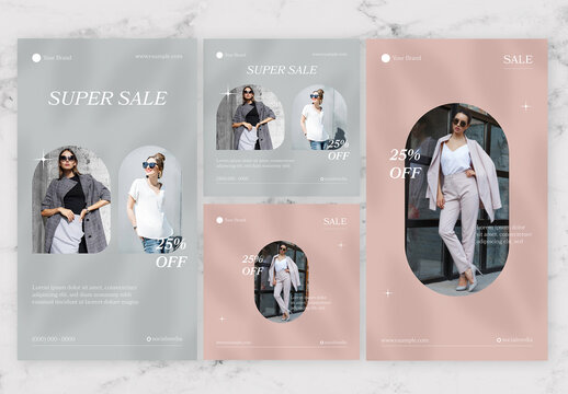 Gray and Pink Fashion Social Media Post Story 