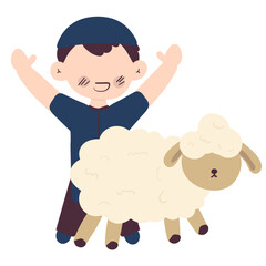 Boy with Sheep Eid al Adha illustration