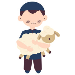 Boy with Sheep Eid al Adha illustration