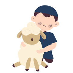 Boy with Sheep Eid al Adha illustration