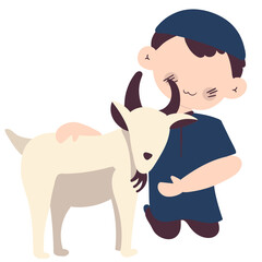 Boy With Goat Eid Al Adha Illustration