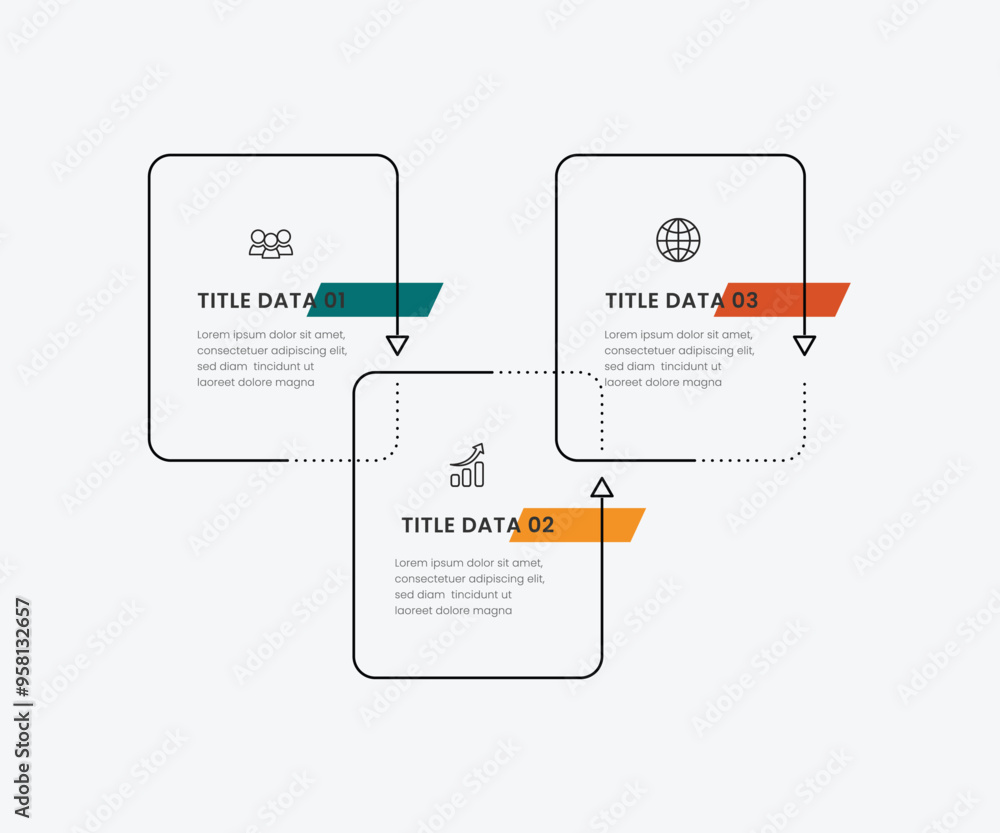Aufkleber thin line process business infographic with square template. vector illustration. process timeline w