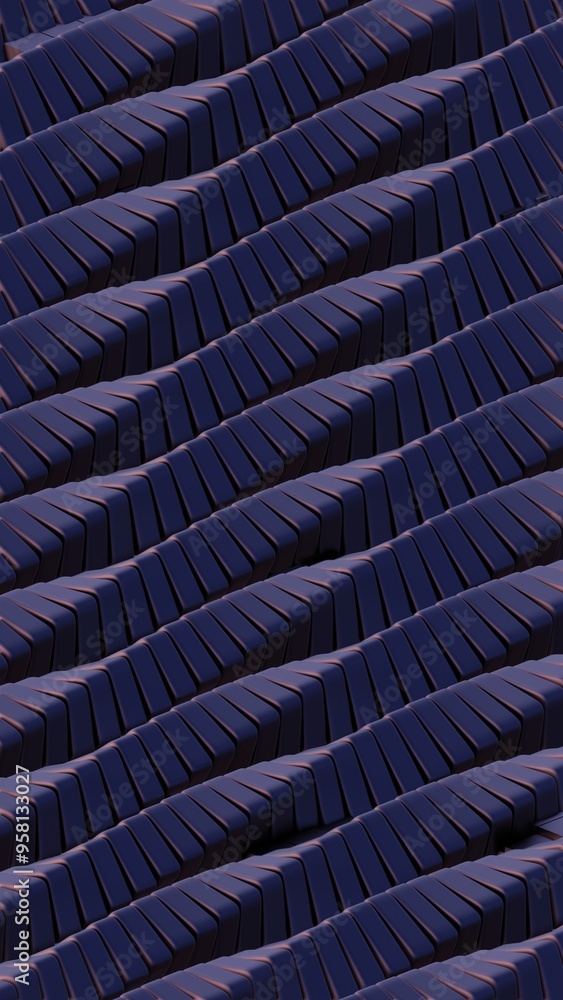 Poster Seamless Abstract Geometric Pattern with Interlocking Dark Blue Tiles