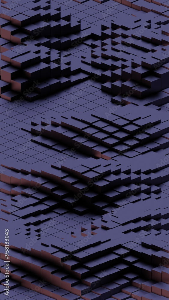 Poster seamless abstract geometric pattern with interlocking dark blue tiles