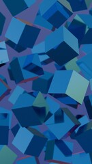 Floating Blue Cubes in Abstract Motion
