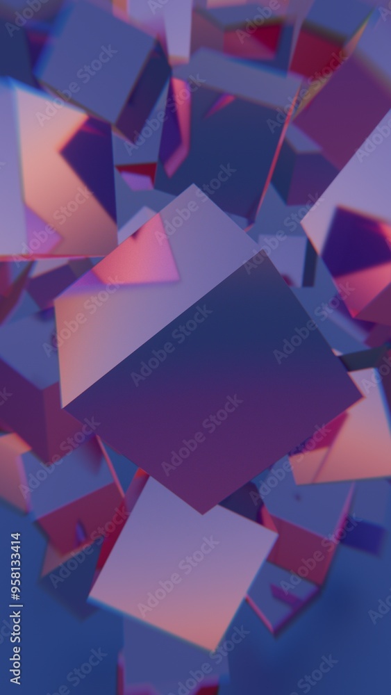 Poster abstract 3d cubes with soft light and shadows