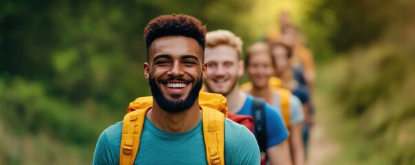 Group of friends participating in a fun and exhilarating obstacle course challenge focusing on overcoming various physical and mental obstacles as a united team