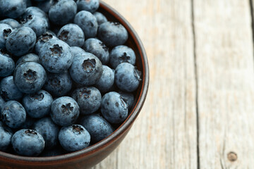 Blueberry photography in a bowl on rustic background