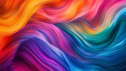 Obraz premium Vibrant gradient waves in bright neon hues create a cheerful abstract composition Keywor