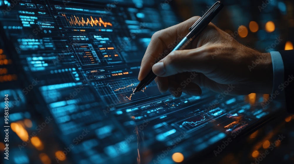 Poster hand using stylus on digital data