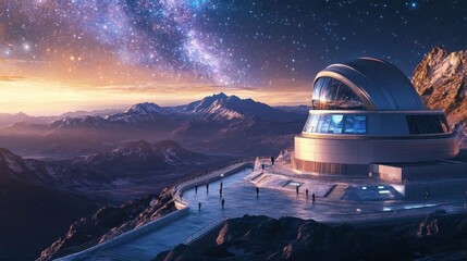 Futuristic Observatory Under Starry Sky