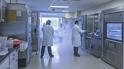 Medical Professionals Working in a High-Tech Hospital Environment