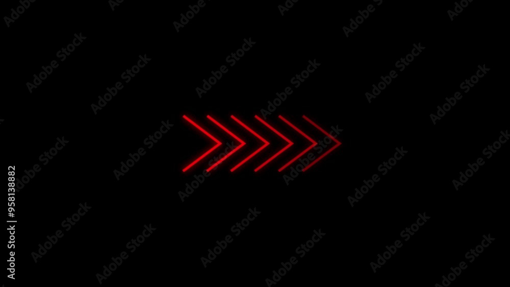 Poster neon blue right arrow direction icon. abstract neon arrow loading animation.