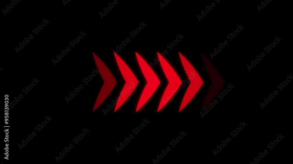 Poster neon blue right arrow direction icon. abstract neon arrow loading animation.