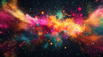 Vibrant Neon Color Explosion with Dynamic Bright Splashes Creating a Joyful Abstract Desig
