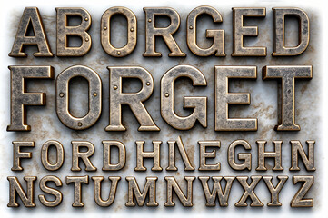 Forged. letters. alphabet.