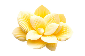 Flower made of creamy butter displays its smooth, rich texture, perfect for spreading on bread or cooking isolated on white transparent background.