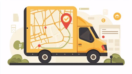 Mobile Application User Interface for Delivery Tracking in Modern Flat Design Style