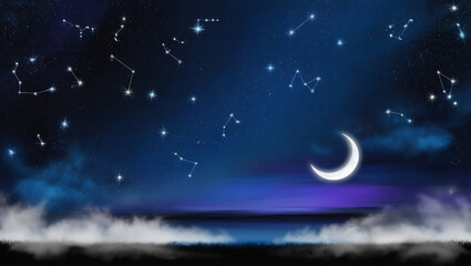 Fototapeta premium The night sky is calm and majestic