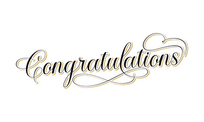 Congratulations Text lettering greeting sign. Handwritten modern