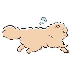 困った表情で逃げる犬のイラスト