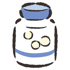 シンプルな薬（サプリメントなど）の手描きイラスト