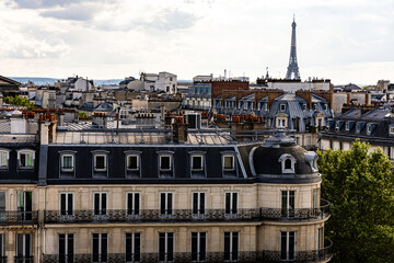 Paris Rooftops with Eiffel Tower in the Background