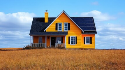 Solar panels on a large apartment complex, providing sustainable energy for residents