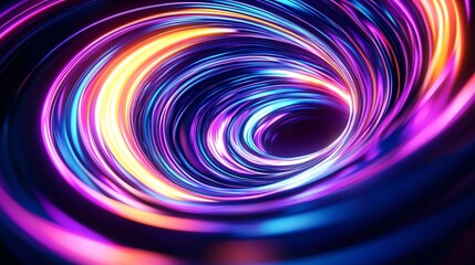 Obraz premium Vibrant Abstract Swirling Patterns in Bright Neon Colors Creating Energetic Light Reflecti
