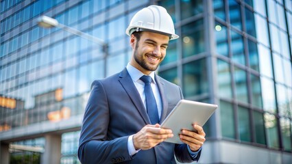 Young business engineer with a tablet
