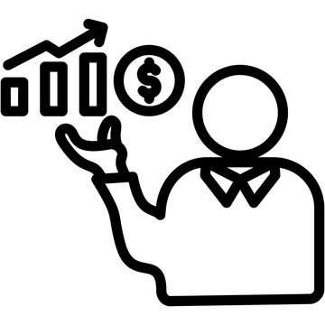 person holding money and growing chart clip art preview