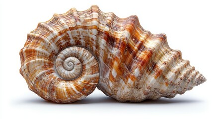 Obraz premium Spiral Seashell with White Background Ocean Beach Coastal Decor Nautical