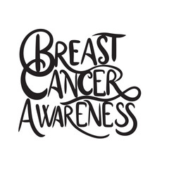 Breast Cancer Awareness text lettering. Hand drawn vector art.
