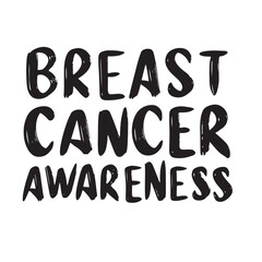 Breast Cancer Awareness text lettering. Hand drawn vector art.