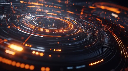 Dynamic 3D Render of Cash Flow Visualization with Interactive Graphs in a High-Tech Settin