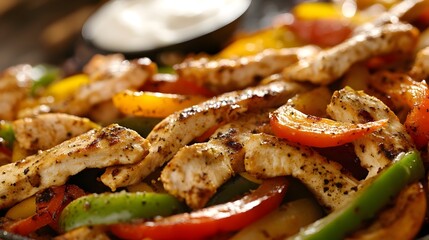 Sizzling Tex-Mex Chicken Fajitas with Aromatic Seasonings on Plate