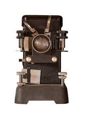 old movie projector on white, isolated