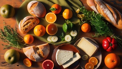 Bread, Tangerine, Parsley, Orange, Cheese, Orange