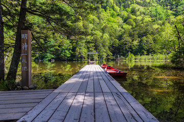 日本の風景・初夏　長野　新緑の上高地　明神池