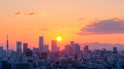 Fototapeta premium Tokyo Skyline at Sunset.