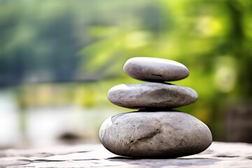 Three Smooth Gray Stones Balanced on Top of Each Other