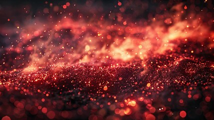 Abstract Red and Orange Bokeh Background with Sparkles