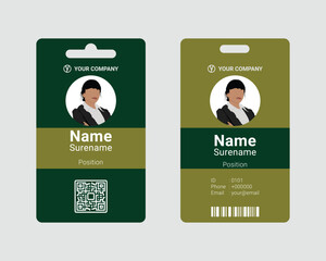 Fototapeta premium simple green employee id card design template with editable text