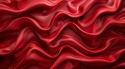 Obraz premium Abstract Red Draped Fabric Texture with Wavy Lines